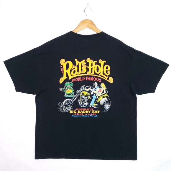 Vintage Rat Fink Rat's Hole Ed Big Daddy Roth Daytona Bike Week Biker T-shirt - Picture 1 of 11